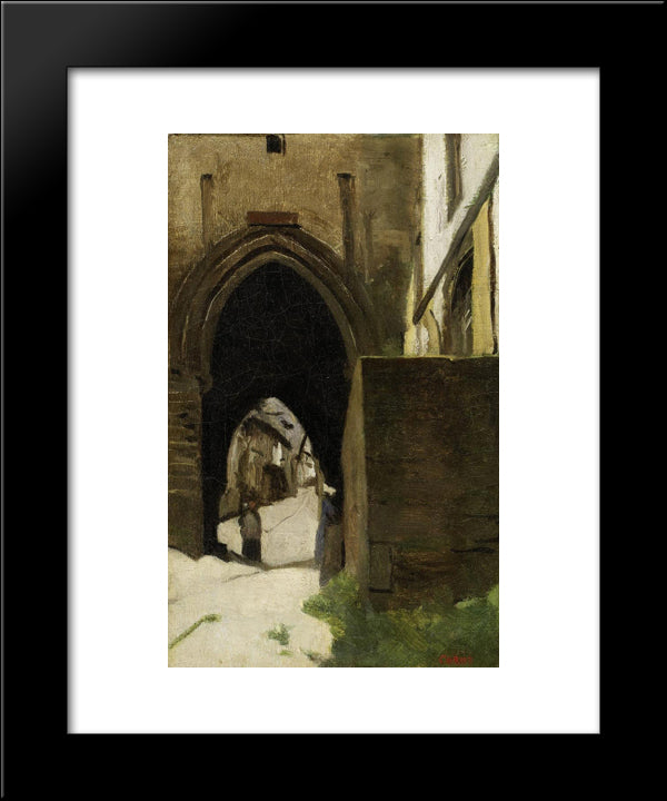 Dinan, A Gate Of The Town 20x24 Black Modern Wood Framed Art Print Poster by Corot, Jean Baptiste Camille