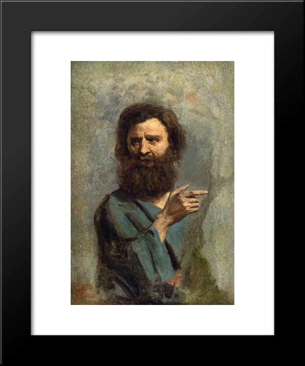 Head Of Bearded Man (Study For The Baptism Of Christ ) 20x24 Black Modern Wood Framed Art Print Poster by Corot, Jean Baptiste Camille
