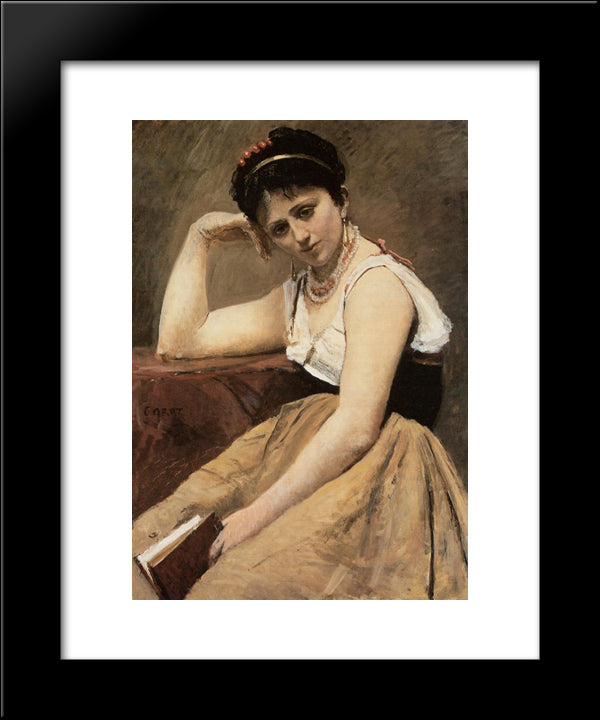 Interrupted Reading 20x24 Black Modern Wood Framed Art Print Poster by Corot, Jean Baptiste Camille