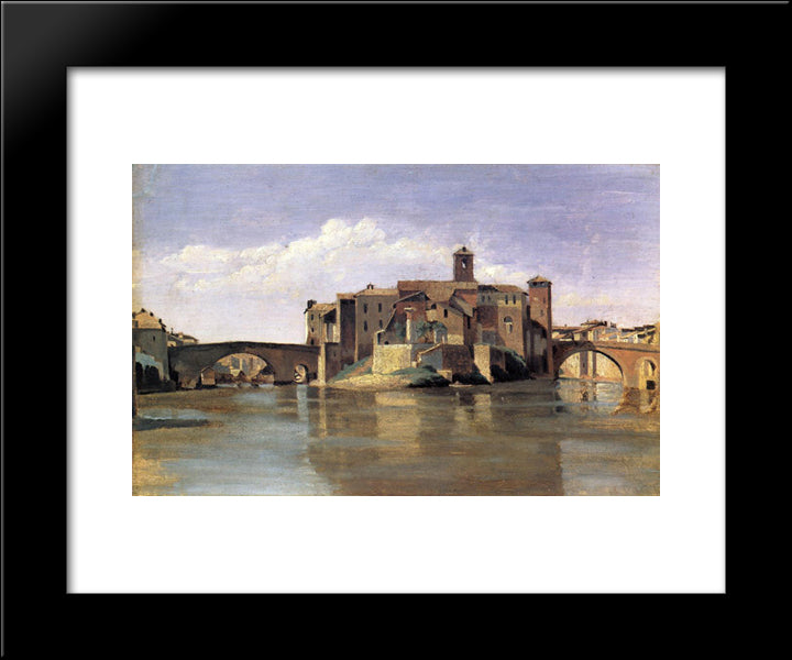 Island Of San Bartolommeo 20x24 Black Modern Wood Framed Art Print Poster by Corot, Jean Baptiste Camille