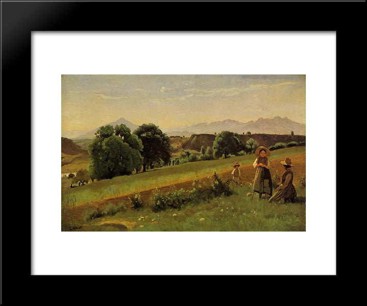 Landscape At Mornex, Haute Savoie 20x24 Black Modern Wood Framed Art Print Poster by Corot, Jean Baptiste Camille