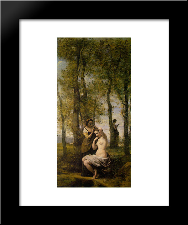 Landscape With Figures 20x24 Black Modern Wood Framed Art Print Poster by Corot, Jean Baptiste Camille