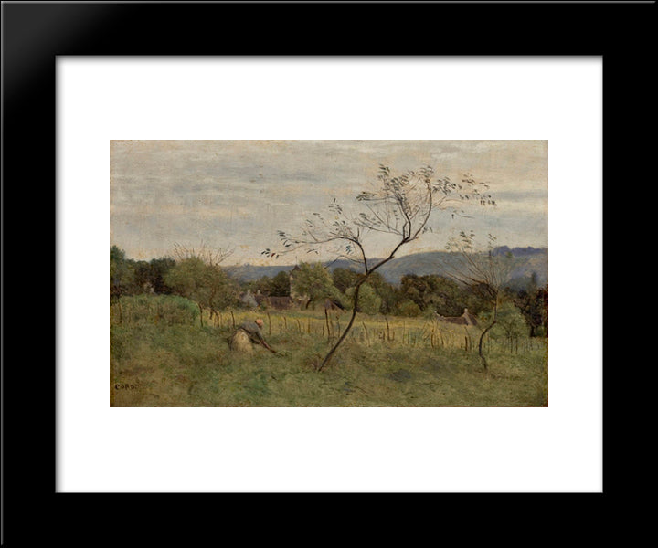 Landscape With Peasant Girl 20x24 Black Modern Wood Framed Art Print Poster by Corot, Jean Baptiste Camille