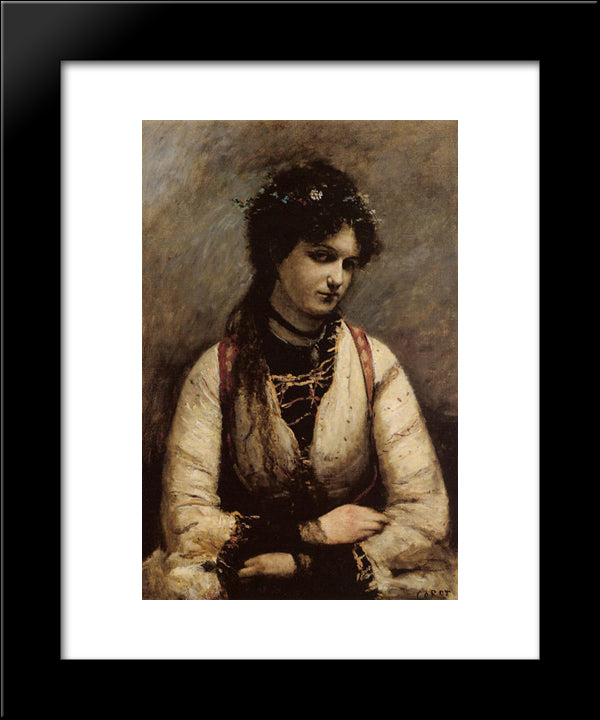 Mademoiselle De Foudras 20x24 Black Modern Wood Framed Art Print Poster by Corot, Jean Baptiste Camille