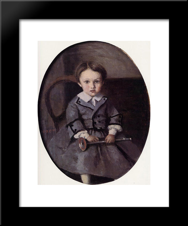 Maurice Robert As A Child 20x24 Black Modern Wood Framed Art Print Poster by Corot, Jean Baptiste Camille