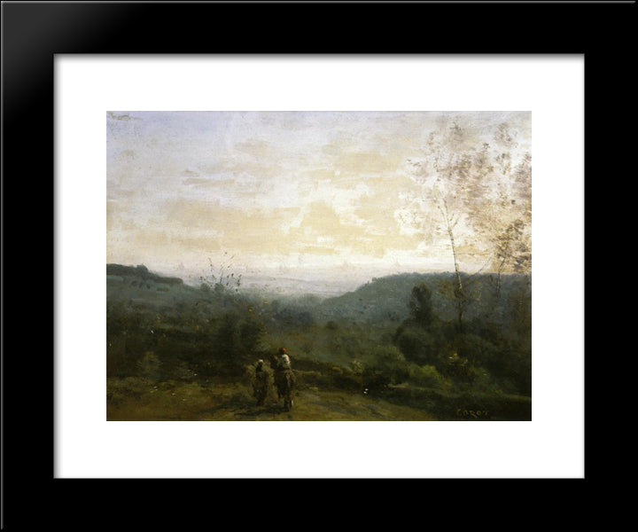 Morning, Fog Effect 20x24 Black Modern Wood Framed Art Print Poster by Corot, Jean Baptiste Camille