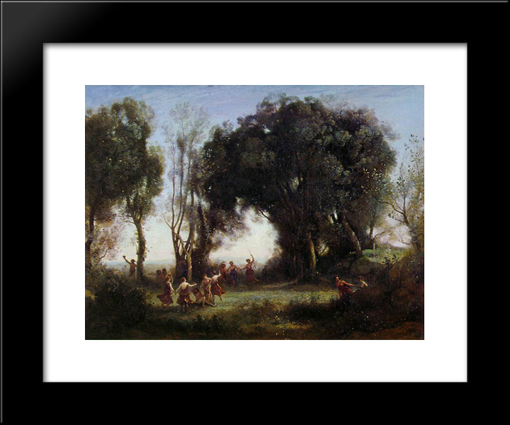 Morning, The Dance Of The Nymphs 20x24 Black Modern Wood Framed Art Print Poster by Corot, Jean Baptiste Camille