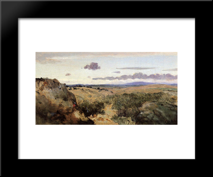 Mountainous Landscape 20x24 Black Modern Wood Framed Art Print Poster by Corot, Jean Baptiste Camille