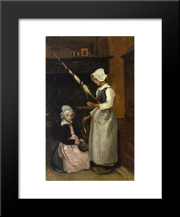 Peasants From Mur 20x24 Black Modern Wood Framed Art Print Poster by Corot, Jean Baptiste Camille