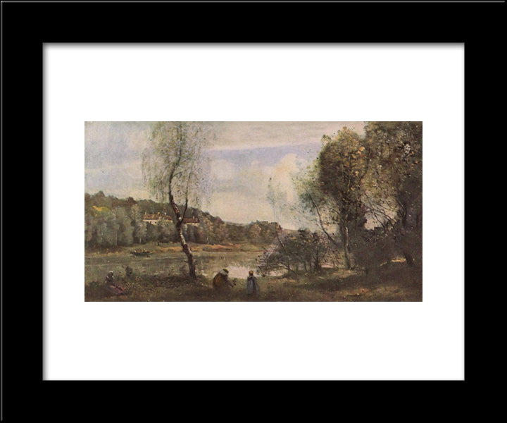 Pond Of Ville D'Avray 20x24 Black Modern Wood Framed Art Print Poster by Corot, Jean Baptiste Camille
