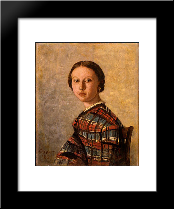 Portrait Of A Young Girl 20x24 Black Modern Wood Framed Art Print Poster by Corot, Jean Baptiste Camille