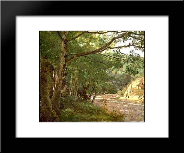 Ravine In The Morvan, Near Lormes 20x24 Black Modern Wood Framed Art Print Poster by Corot, Jean Baptiste Camille