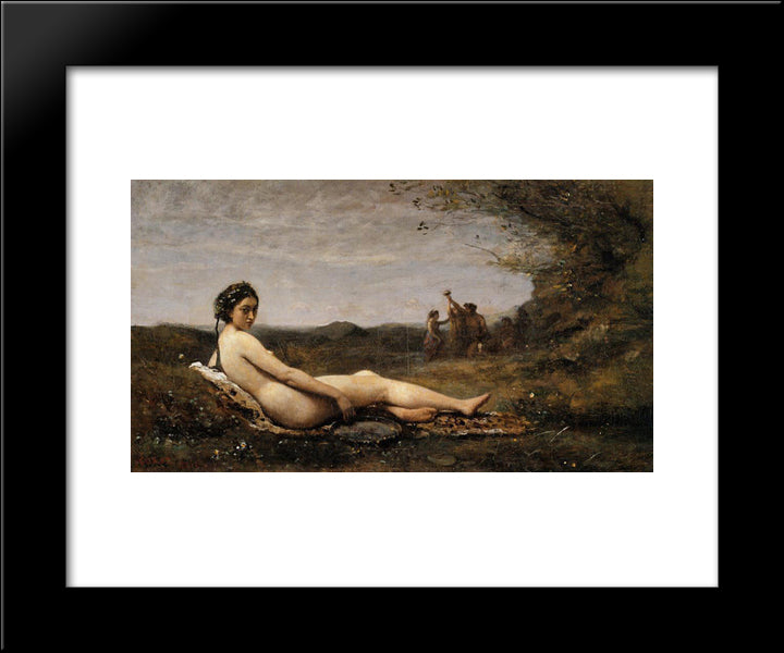 Repose 20x24 Black Modern Wood Framed Art Print Poster by Corot, Jean Baptiste Camille
