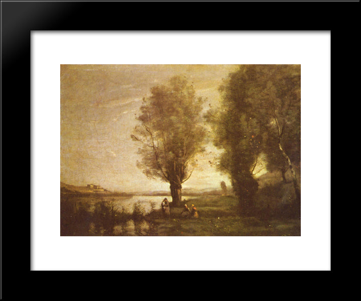 Rest In The Water Meadows 20x24 Black Modern Wood Framed Art Print Poster by Corot, Jean Baptiste Camille