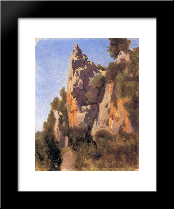 Rocks At Civita Castellana 20x24 Black Modern Wood Framed Art Print Poster by Corot, Jean Baptiste Camille