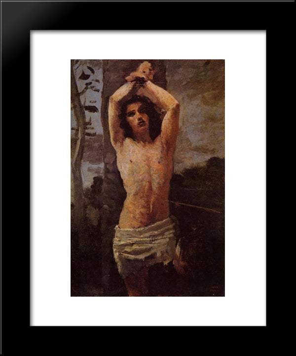 Saint Sebastian 20x24 Black Modern Wood Framed Art Print Poster by Corot, Jean Baptiste Camille