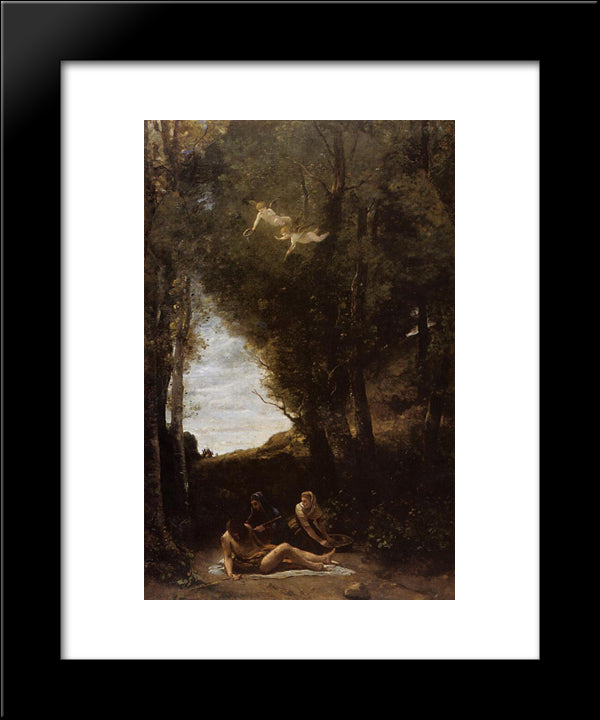 Saint Sebastian In A Landscape 20x24 Black Modern Wood Framed Art Print Poster by Corot, Jean Baptiste Camille