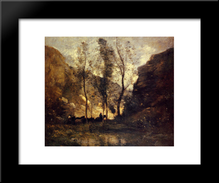 Smugglers 20x24 Black Modern Wood Framed Art Print Poster by Corot, Jean Baptiste Camille