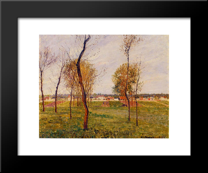 A Meadow In Moret 20x24 Black Modern Wood Framed Art Print Poster by Pissarro, Camille