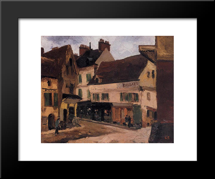A Square In La Roche Guyon 20x24 Black Modern Wood Framed Art Print Poster by Pissarro, Camille