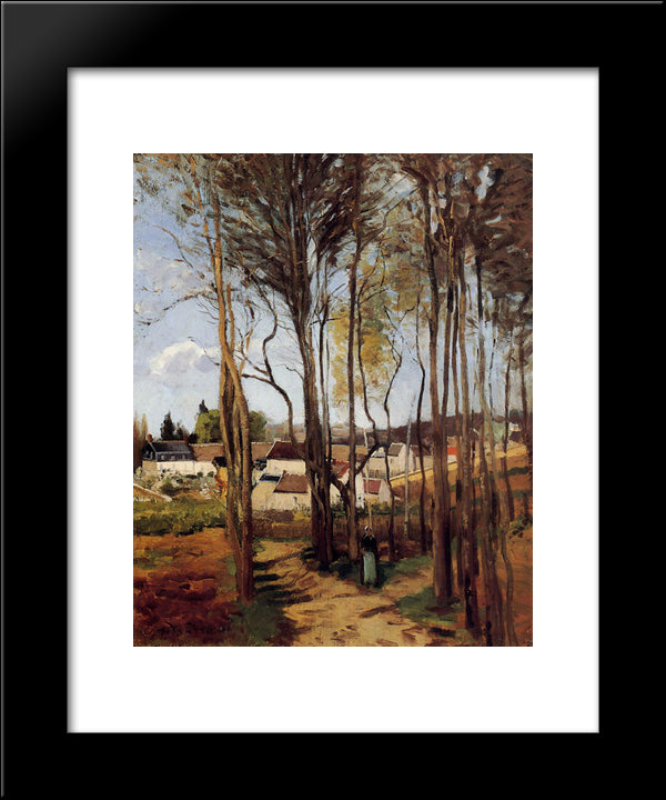 A Village Through The Trees 20x24 Black Modern Wood Framed Art Print Poster by Pissarro, Camille