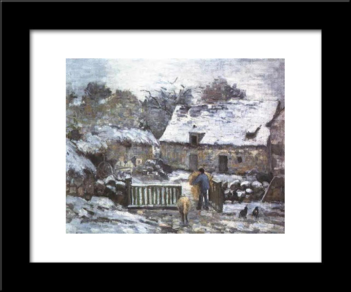 Farm At Montfoucault 2 20x24 Black Modern Wood Framed Art Print Poster by Pissarro, Camille
