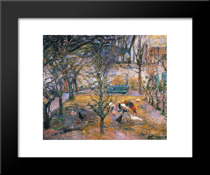 Farmyard At The Maison Rouge, Pontoise 20x24 Black Modern Wood Framed Art Print Poster by Pissarro, Camille