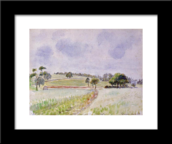 Field Of Rye 20x24 Black Modern Wood Framed Art Print Poster by Pissarro, Camille
