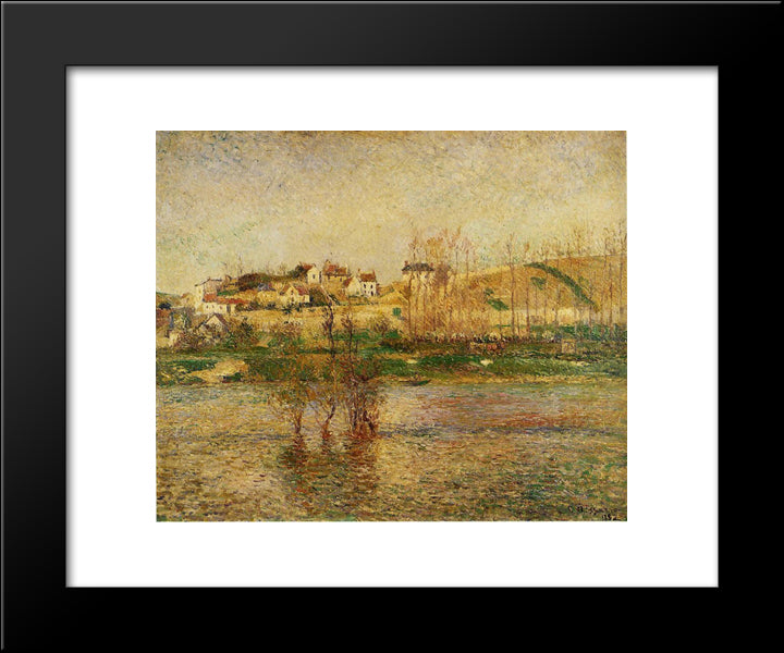 Flood In Pontoise 20x24 Black Modern Wood Framed Art Print Poster by Pissarro, Camille