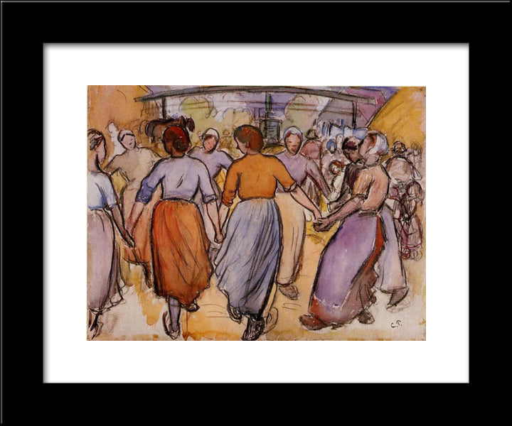 La Ronde 20x24 Black Modern Wood Framed Art Print Poster by Pissarro, Camille