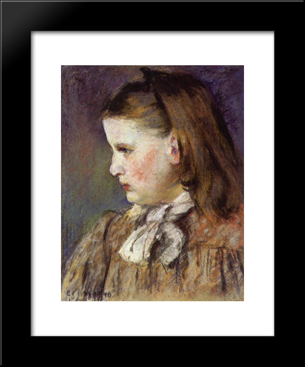 Portrait Of Eugenie Estruc 20x24 Black Modern Wood Framed Art Print Poster by Pissarro, Camille