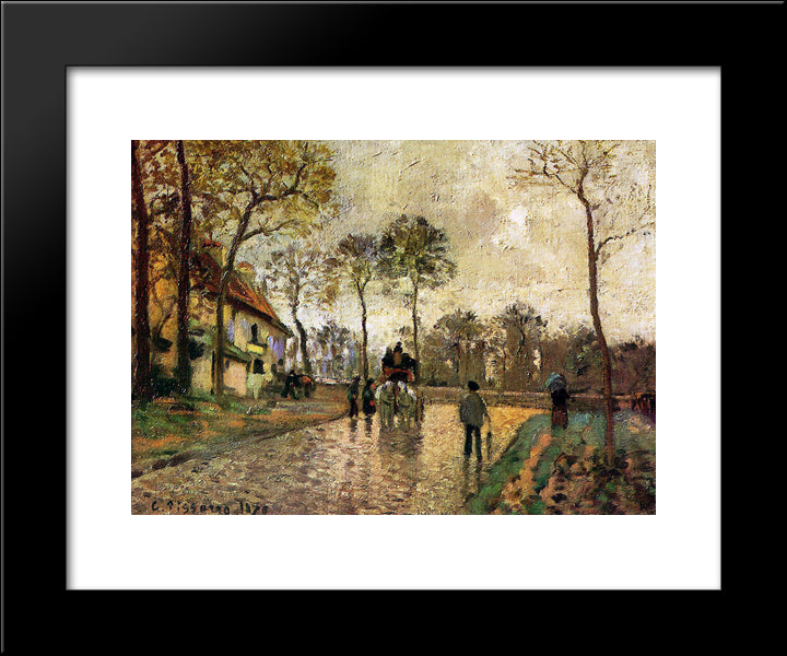 Stagecoach To Louveciennes 20x24 Black Modern Wood Framed Art Print Poster by Pissarro, Camille