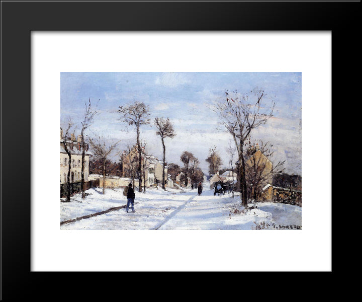 Street In The Snow, Louveciennes 20x24 Black Modern Wood Framed Art Print Poster by Pissarro, Camille