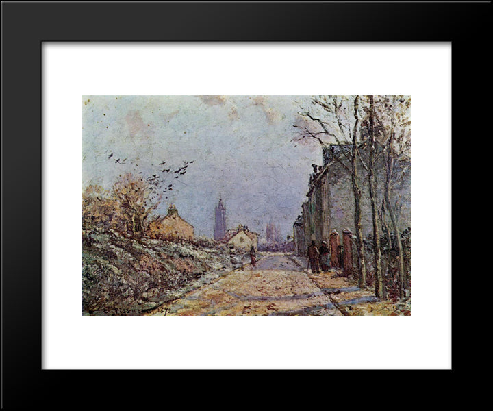 Street Snow Effect 20x24 Black Modern Wood Framed Art Print Poster by Pissarro, Camille