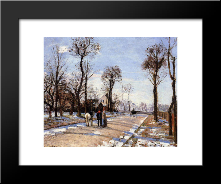 Street Winter Sunlight And Snow 20x24 Black Modern Wood Framed Art Print Poster by Pissarro, Camille