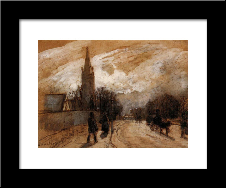 Study For 'All Saints' Church, Upper Norwood' 20x24 Black Modern Wood Framed Art Print Poster by Pissarro, Camille