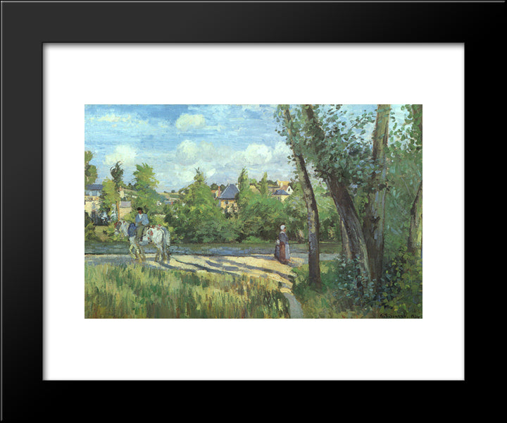 Sunlight On The Road Pontoise 20x24 Black Modern Wood Framed Art Print Poster by Pissarro, Camille