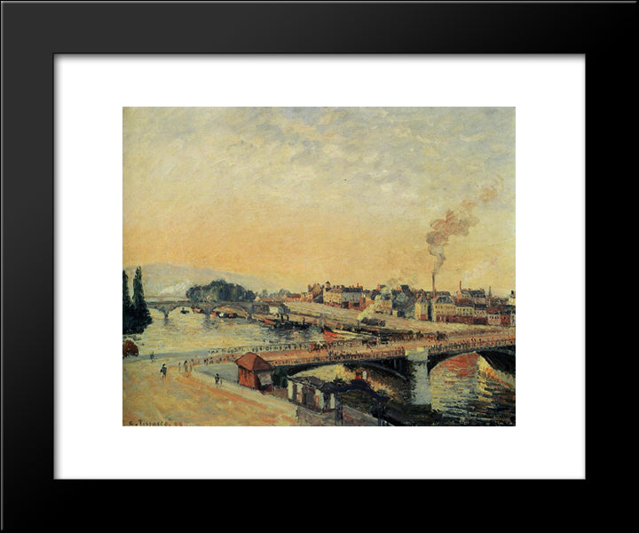Sunrise At Rouen 20x24 Black Modern Wood Framed Art Print Poster by Pissarro, Camille