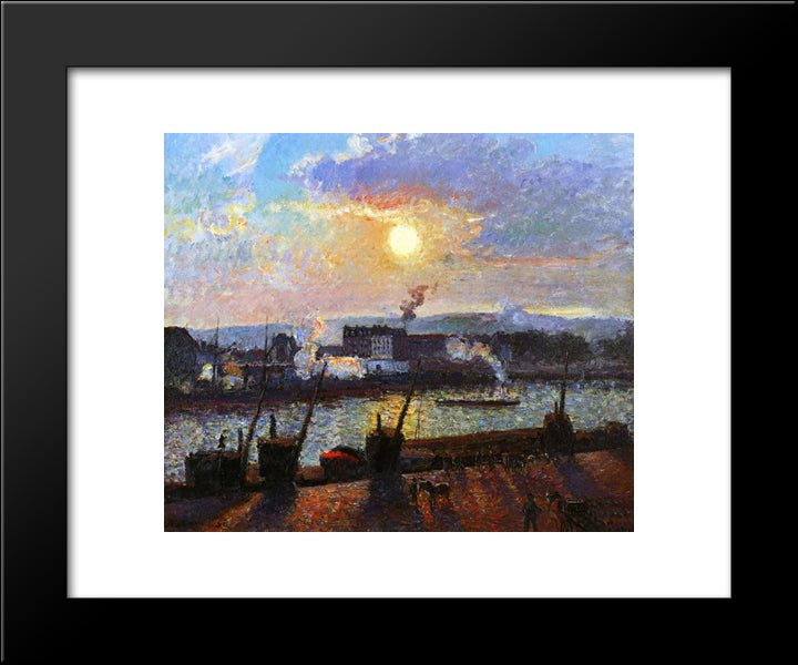 Sunset, Rouen 20x24 Black Modern Wood Framed Art Print Poster by Pissarro, Camille
