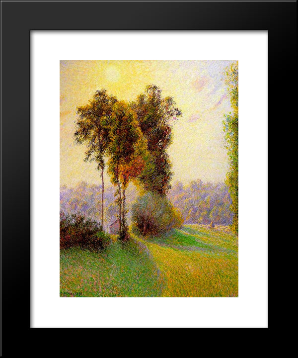 Sunset At Sent Charlez. Eragny 20x24 Black Modern Wood Framed Art Print Poster by Pissarro, Camille