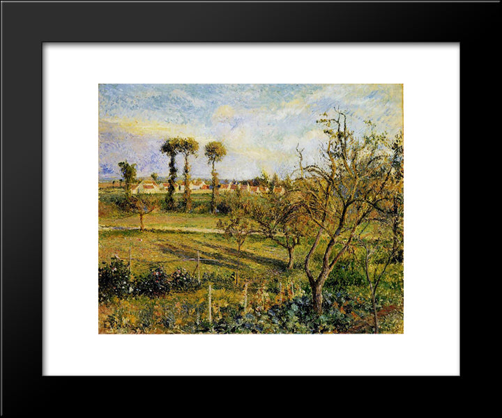 Sunset At Valhermeil, Near Pontoise 20x24 Black Modern Wood Framed Art Print Poster by Pissarro, Camille