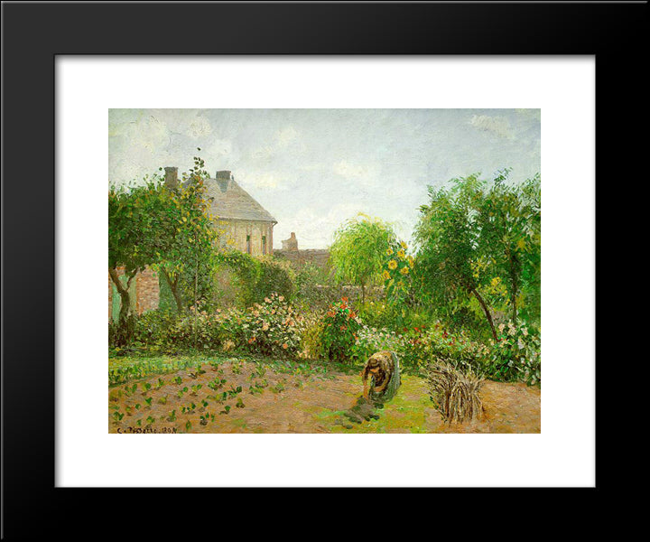 The Artist'S Garden At Eragny 20x24 Black Modern Wood Framed Art Print Poster by Pissarro, Camille