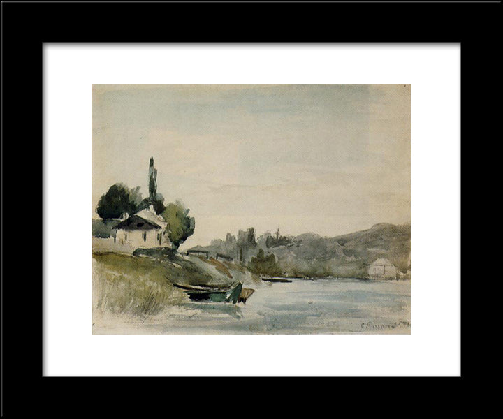 The Banks Of The Marne At Cennevieres 20x24 Black Modern Wood Framed Art Print Poster by Pissarro, Camille