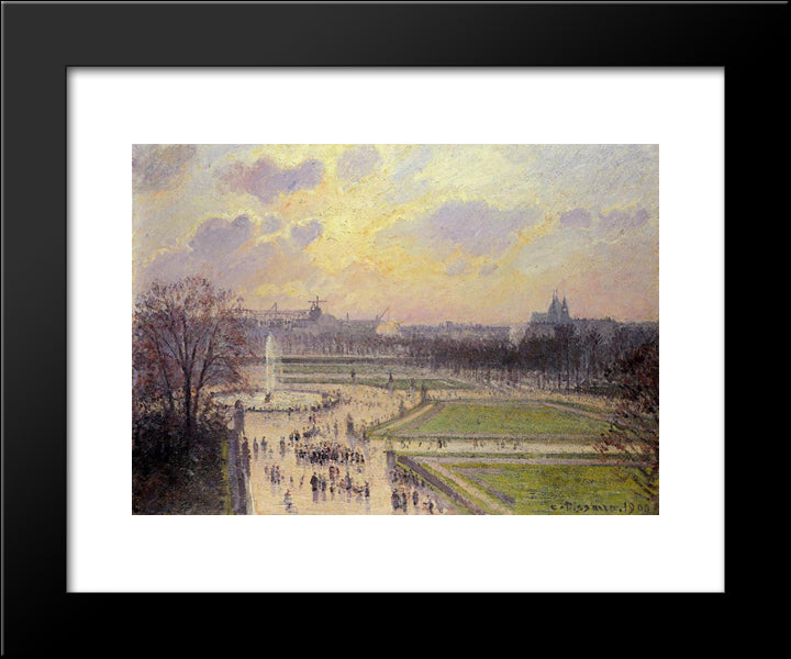 The Bassin Des Tuileries, Afternoon 20x24 Black Modern Wood Framed Art Print Poster by Pissarro, Camille