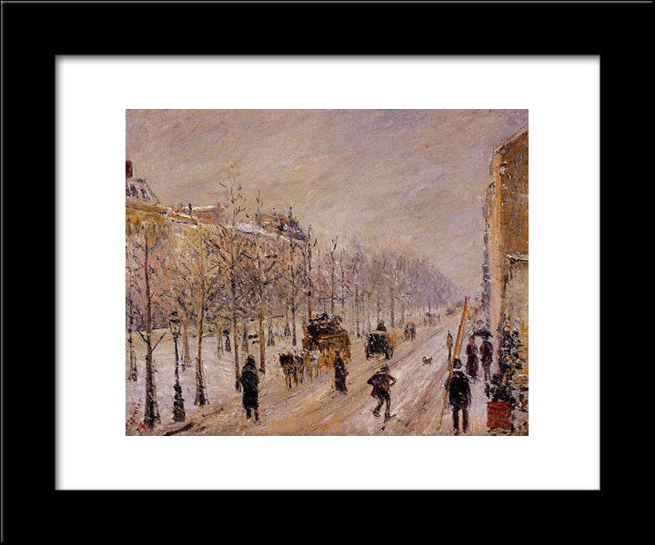 The Boulevards Under Snow 20x24 Black Modern Wood Framed Art Print Poster by Pissarro, Camille