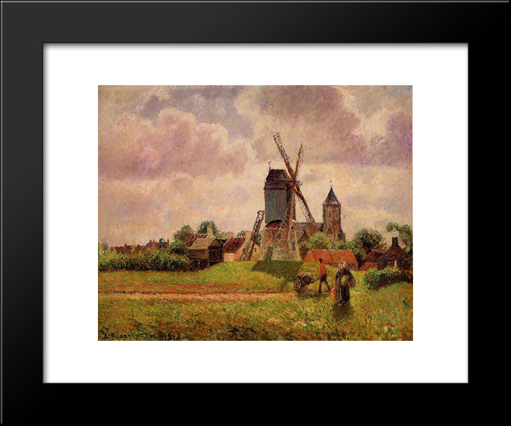 The Knocke Windmill, Belgium 20x24 Black Modern Wood Framed Art Print Poster by Pissarro, Camille