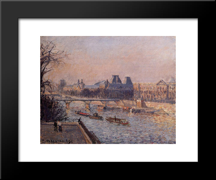 The Louvre, Afternoon 20x24 Black Modern Wood Framed Art Print Poster by Pissarro, Camille