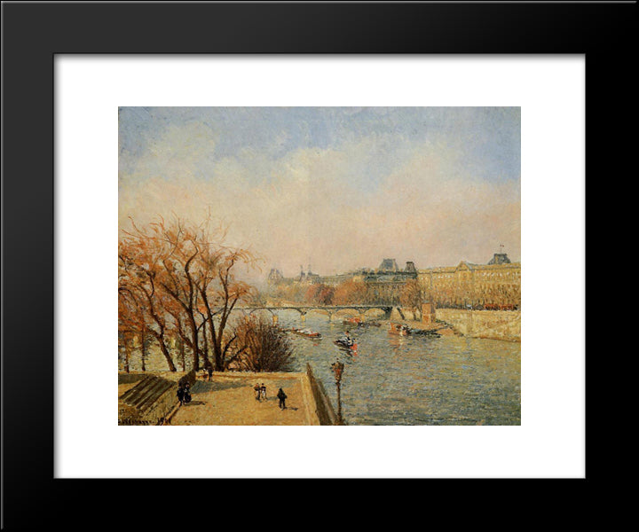 The Louvre, Morning, Sun 20x24 Black Modern Wood Framed Art Print Poster by Pissarro, Camille