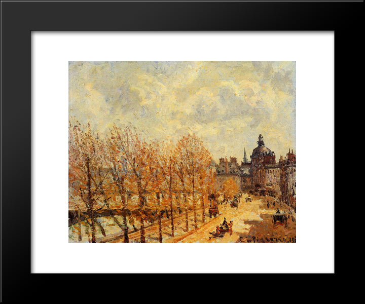 The Malaquais Quay In The Morning, Sunny Weather 20x24 Black Modern Wood Framed Art Print Poster by Pissarro, Camille