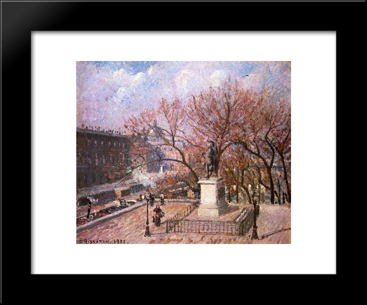 The Pont Neuf And The Statue Of Henri Iv 20x24 Black Modern Wood Framed Art Print Poster by Pissarro, Camille